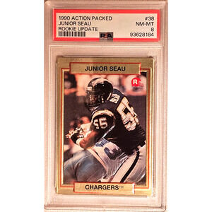 1990 Action Packed Rookie Update 38 Junior Seau PSA 8